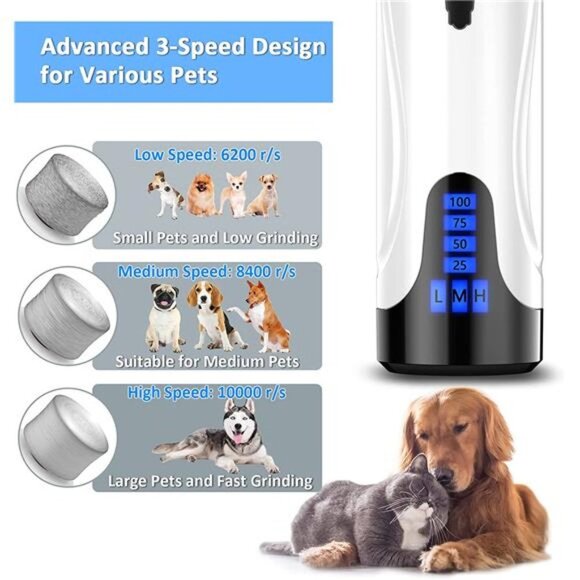 Dog Nail Grinder,Dog Nail Trimmers and Clippers Kit,Super Quiet Electric Clipper - Picture 3 of 6